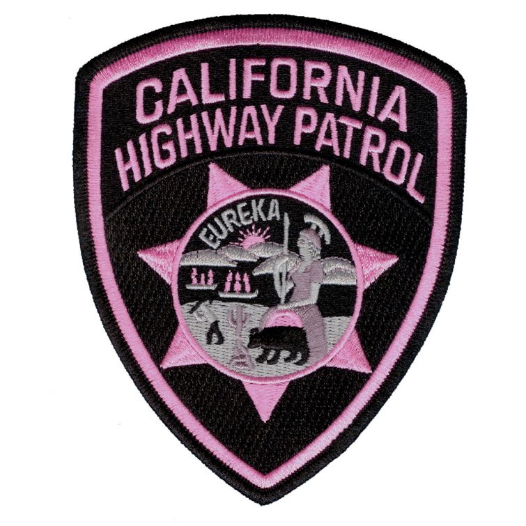 CALIFORNIA HIGHWAY PATROL, CHP PINK SHOULDER PATCH - SEW ON.